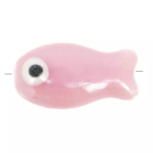 10x19mm Ceramic fish bead - Pink x1