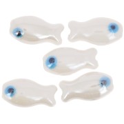 10x19mm Ceramic fish bead - White x1
