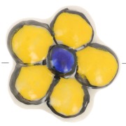 17mm Ceramic flower bead - Yellow x1