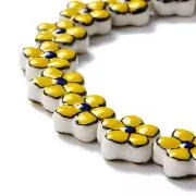 17mm Ceramic flower bead - Yellow x1