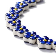 17mm Ceramic flower bead - Blue x1