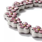 17mm Ceramic flower bead - Vintage pink x1