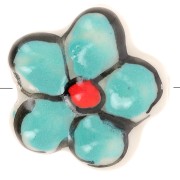 17mm Ceramic flower bead - Turquoise x1