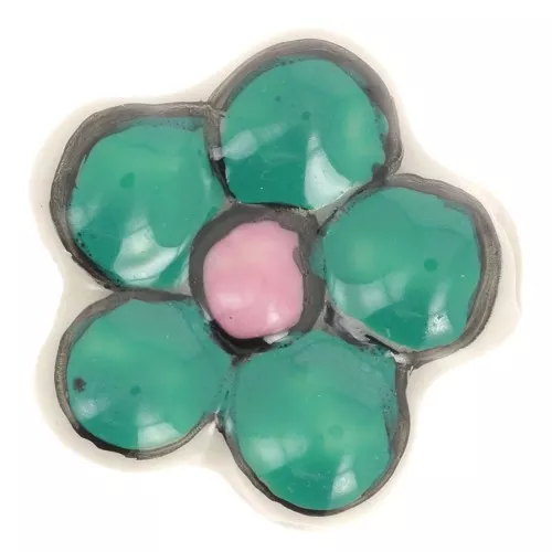 17mm Ceramic flower bead - Green x1