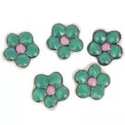 17mm Ceramic flower bead - Green x1