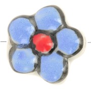 17mm Ceramic flower bead - Cornflower x1