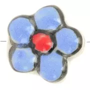 17mm Ceramic flower bead - Cornflower x1
