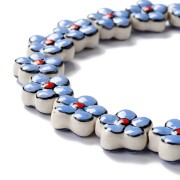 17mm Ceramic flower bead - Cornflower x1