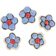 17mm Ceramic flower bead - Cornflower x1