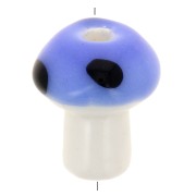 12mm Ceramic mushroom bead - blue - white x1|raw }}