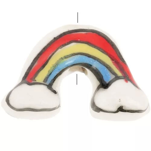 12x18mm Ceramic Rainbow Bead - Multicolored x1