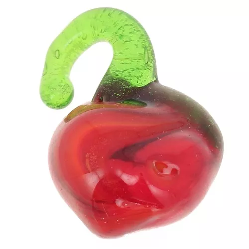12mm Glass apple charm - Red - Green x1