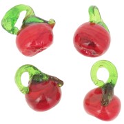 12mm Glass apple charm - Red - Green x1