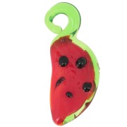 24x11mm Watermelon glass charm - Red - Green x1