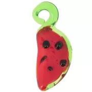 24x11mm Watermelon glass charm - Red - Green x1