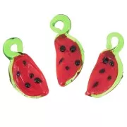 24x11mm Watermelon glass charm - Red - Green x1