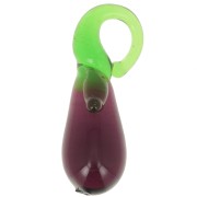 24x8mm Glass eggplant charm - Violet - Green x1