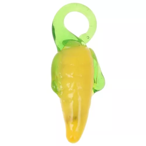 25x7mm Glass corn charm - Yellow - Green x4
