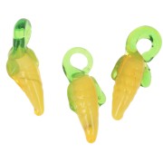 25x7mm Glass corn charm - Yellow - Green x4