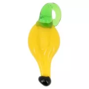 31x12mm Glass banana charm - Yellow - Green x1