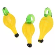 31x12mm Glass banana charm - Yellow - Green x1