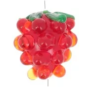 14x12mm Glass raspberry bead - Red - Green x1