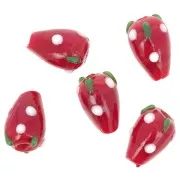12x8mm Glass Burr Bead - Red x1