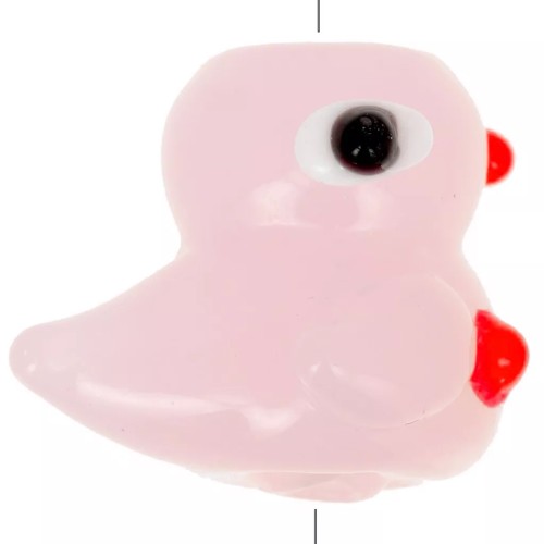 19.5x16 mm Glass Duck Bead - Pink x1