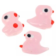 19.5x16 mm Glass Duck Bead - Pink x1