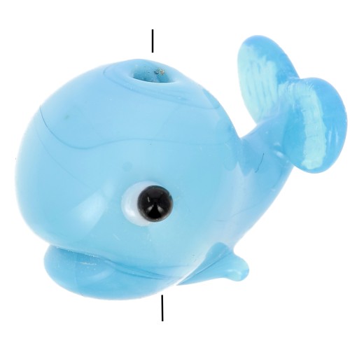 14x19mm Glass whale bead - Blue x1