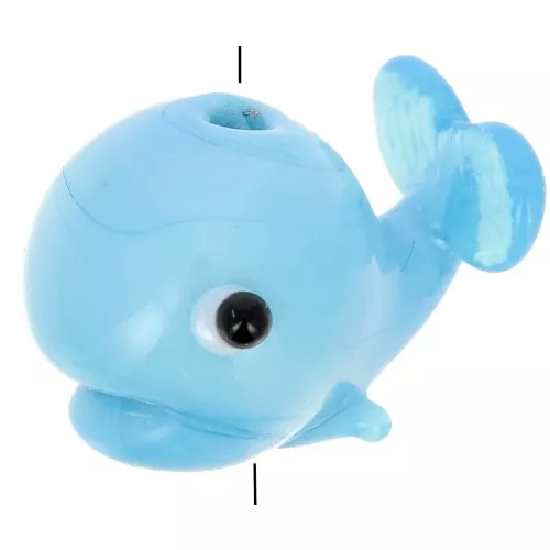 14x19mm Glass whale bead - Blue x1