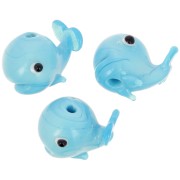 14x19mm Glass whale bead - Blue x1