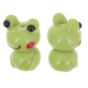 22x14mm Glass frog bead - Green x1