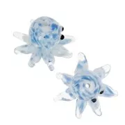 14x24mm Glass octopus bead - Blue - White x1
