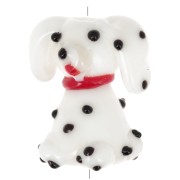 21x18mm Dog bead - Dalmatian - glass - White - Black x1|raw }}