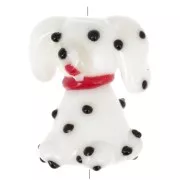 21x18mm Dog bead - Dalmatian - glass - White - Black x1