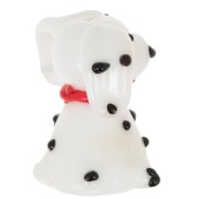 21x18mm Dog bead - Dalmatian - glass - White - Black x1