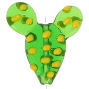 25x22mm Glass cactus bead - Green - Yellow x1
