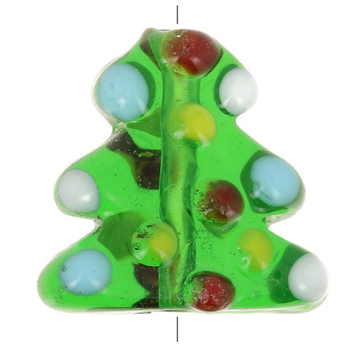 16x16mm Glass Christmas tree bead - Green x1