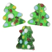 16x16mm Glass Christmas tree bead - Green x1