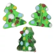 16x16mm Glass Christmas tree bead - Green x1