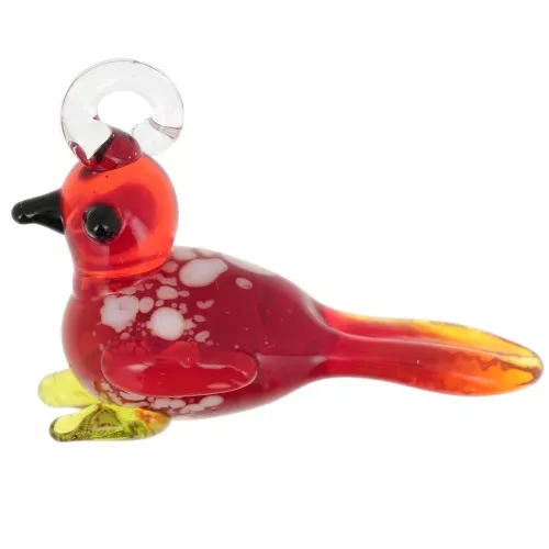 22x29mm Glass bird pendant - Red x1