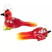 22x29mm Glass bird pendant - Red x1