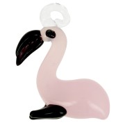 26x20mm Pink Flamingo Glass Pendant - Pink x1