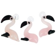 26x20mm Pink Flamingo Glass Pendant - Pink x1