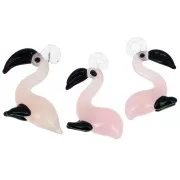 26x20mm Pink Flamingo Glass Pendant - Pink x1
