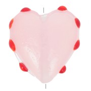16mm Glass heart bead - Pink - Red x1|raw }}