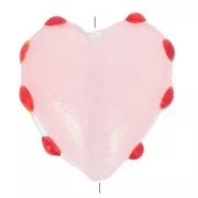 16mm Glass heart bead - Pink - Red x1