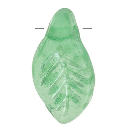 12x6mm Czech glass leaves - Green x6