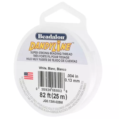 0.13mm Dandyline braided nylon thread - White x25m
